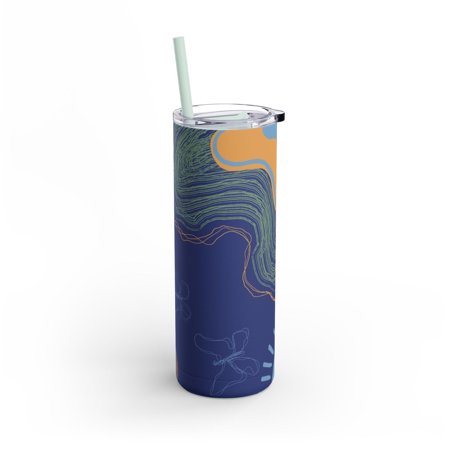 Boho Abstract Art Tumbler, 20oz Skinny Travel Mug, Stylish Drinkware for Camping, Gifts for Her, Home Decor