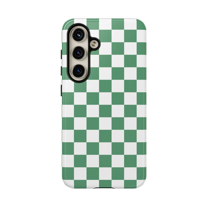 Stylish Phone Case - Green Checker Print, Trendy Phone Cover, Unique Gift, Modern Accessories, Eco-Friendly Case