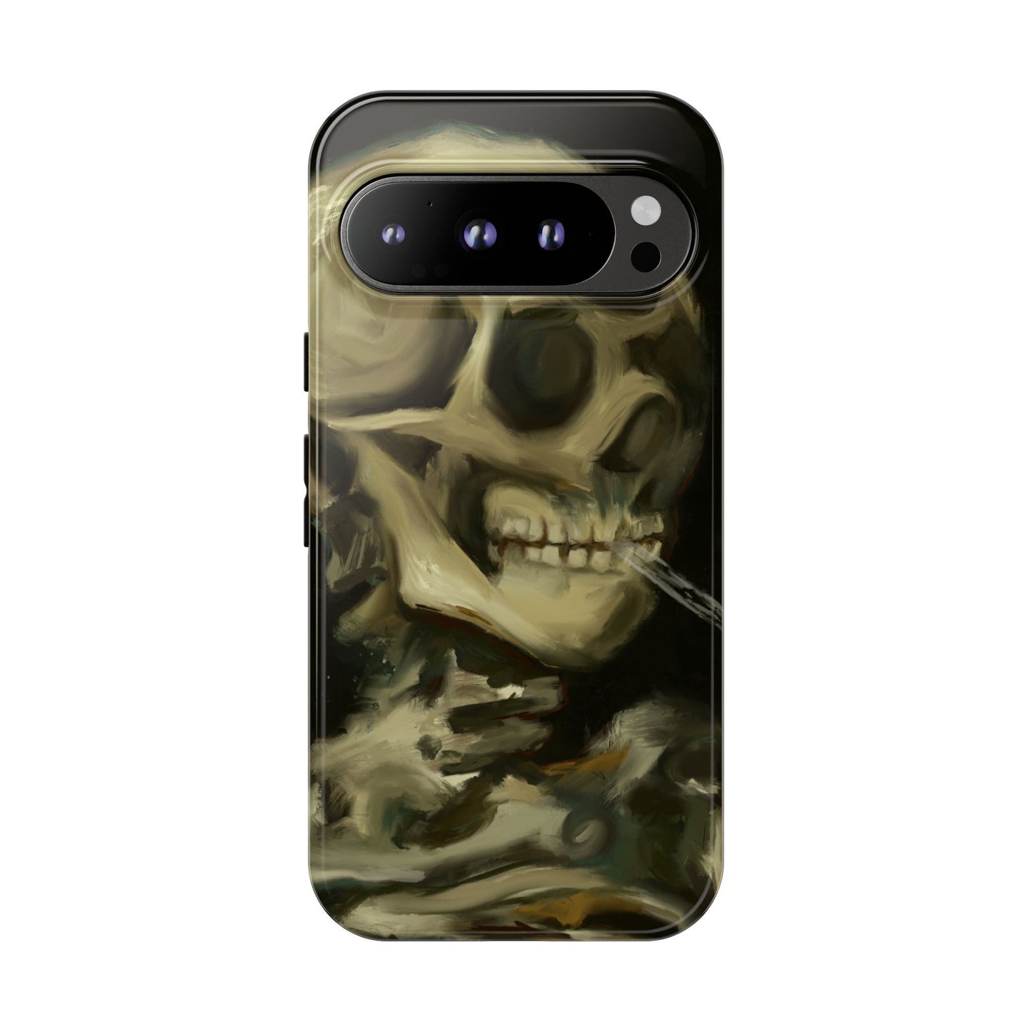 Skull Phone Case - Tough Cases, Macabre Style, Unique Accessories, Perfect for Halloween, Gothic Decor, Edgy Gift Idea | Van Gogh Reimagined, Abstract Twist on  Van Gogh's Skeleton with Burning Cigarette