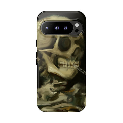 Skull Phone Case - Tough Cases, Macabre Style, Unique Accessories, Perfect for Halloween, Gothic Decor, Edgy Gift Idea | Van Gogh Reimagined, Abstract Twist on  Van Gogh's Skeleton with Burning Cigarette
