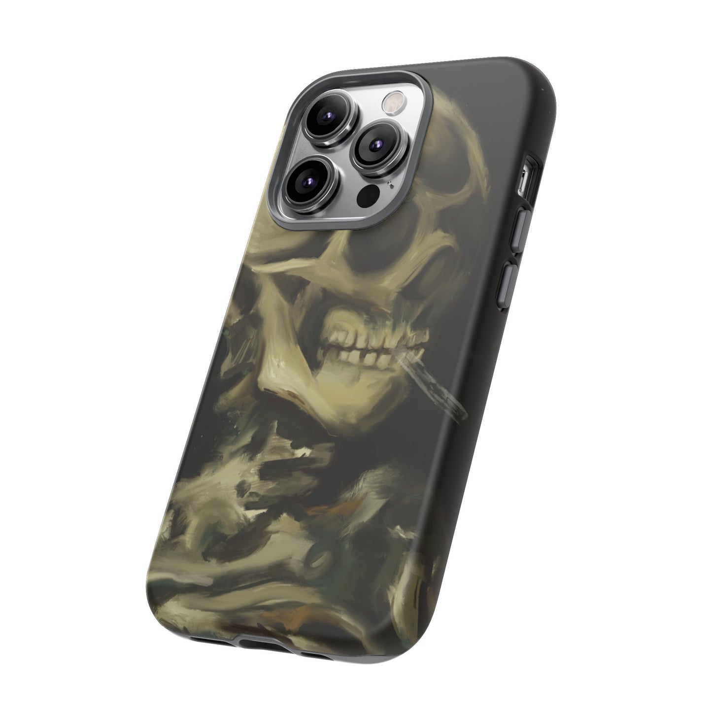 Skull Phone Case - Tough Cases, Macabre Style, Unique Accessories, Perfect for Halloween, Gothic Decor, Edgy Gift Idea | Van Gogh Reimagined, Abstract Twist on  Van Gogh's Skeleton with Burning Cigarette