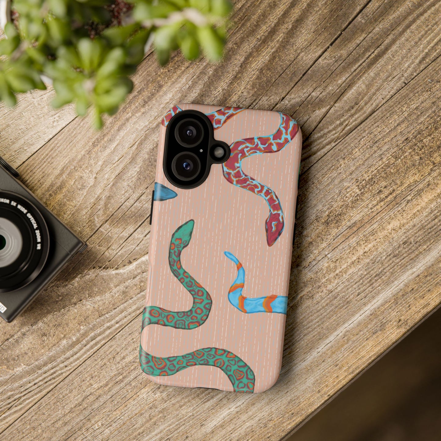 Colorful Snake Phone Case, Tough Phone Case, Unique Phone Cover, Animal Print Case, Gifts for Her, Trendy Accessories