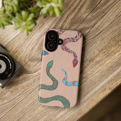 Colorful Snake Phone Case, Tough Phone Case, Unique Phone Cover, Animal Print Case, Gifts for Her, Trendy Accessories