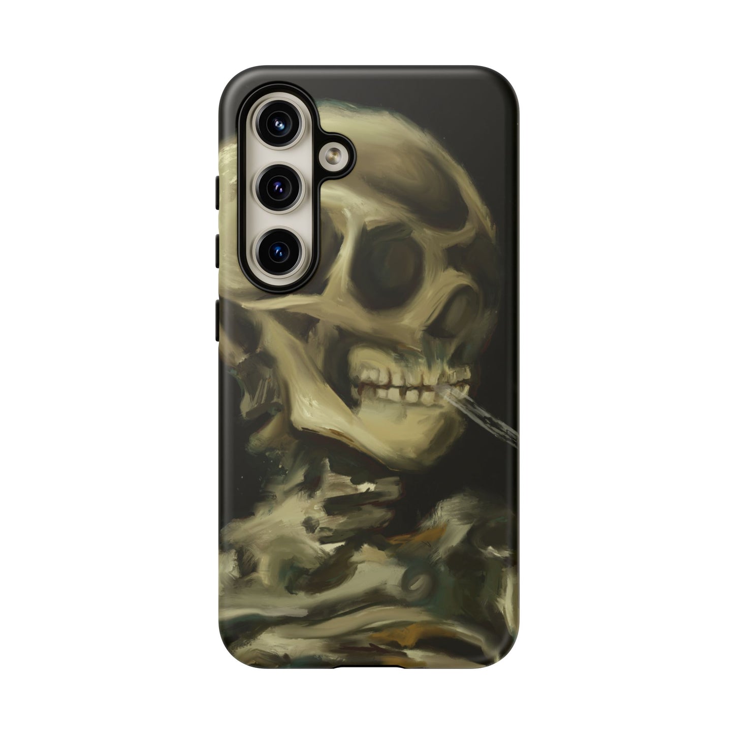 Skull Phone Case - Tough Cases, Macabre Style, Unique Accessories, Perfect for Halloween, Gothic Decor, Edgy Gift Idea | Van Gogh Reimagined, Abstract Twist on  Van Gogh's Skeleton with Burning Cigarette