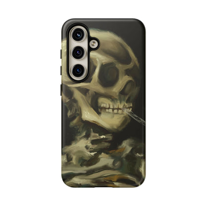 Skull Phone Case - Tough Cases, Macabre Style, Unique Accessories, Perfect for Halloween, Gothic Decor, Edgy Gift Idea | Van Gogh Reimagined, Abstract Twist on  Van Gogh's Skeleton with Burning Cigarette