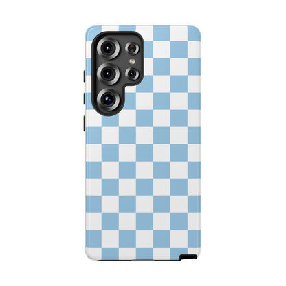 Blue Checkered Phone Case, Tough Phone Cover, Stylish Mobile Protector, Unique Gift for Him/Her, Trendy Accessories for Holidays
