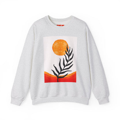 Bohemian Sun & Leaf Crewneck Sweatshirt, Cozy Unisex Sweatshirt, Nature-Inspired Apparel, Fall Fashion, Gift for Nature Lovers