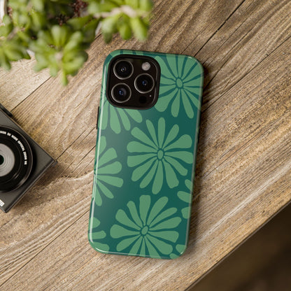 Stylish iPhone Case, Floral Phone Cover, Tough Phone Cases, Green Daisy Design, Unique Gift for Her, Spring Accessories