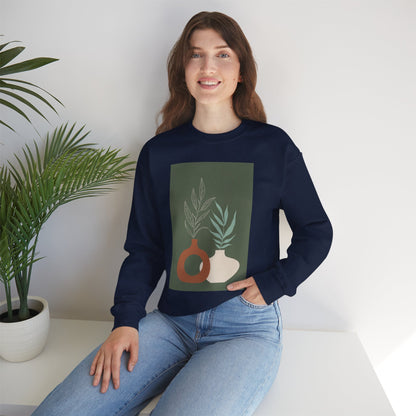 Botanical Minimalist Crewneck Sweatshirt, Cozy Unisex Pullover, Nature-Inspired Gift, Fall Fashion, Comfortable Layering Piece