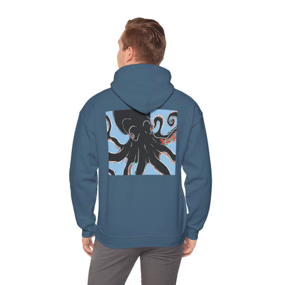 Zen Frog Octopus Unisex Heavy Blend Hooded Sweatshirt, Cozy Graphic Hoodie, Gift for Ocean Lovers, Unique Casual Wear, Relaxed Style