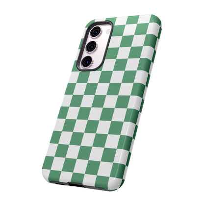 Stylish Phone Case - Green Checker Print, Trendy Phone Cover, Unique Gift, Modern Accessories, Eco-Friendly Case