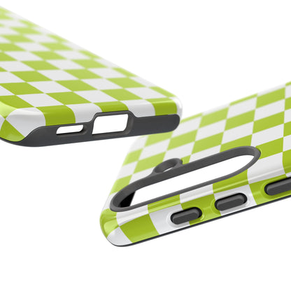 Lively Checker Pattern Phone Case | Tough Cases, Green Checkered Design, Unique Cell Phone Cover, Trendy Accessory, Gift Idea