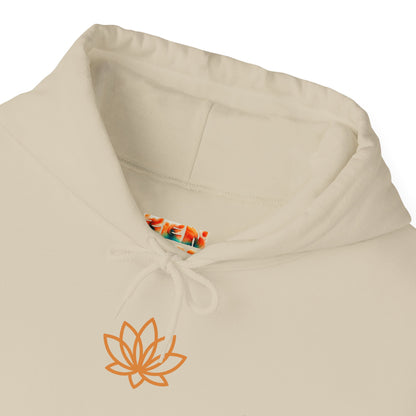 Serene Adventure Hoodie with Lotus Design, Eco-Friendly Sweatshirt for Outdoors, Yoga, Surfing, Beach Days, Mindfulness, Gift for Her, Gift for Him, Kayak Sweatshirt, Outdoor Designs