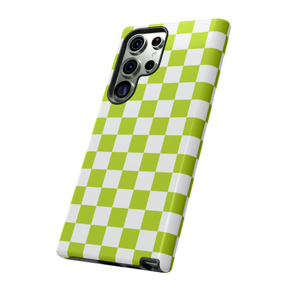 Lively Checker Pattern Phone Case | Tough Cases, Green Checkered Design, Unique Cell Phone Cover, Trendy Accessory, Gift Idea