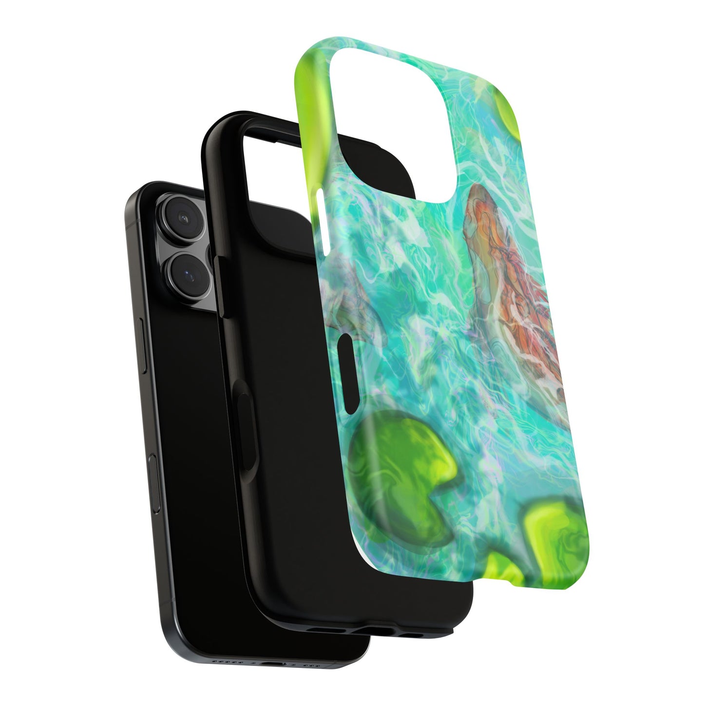 Watercolor Phone Case, Nature Lover Gift, Tough Phone Cover, Phone Accessory, Unique Design for Spring/Summer, Lily Pad, Fish Pond