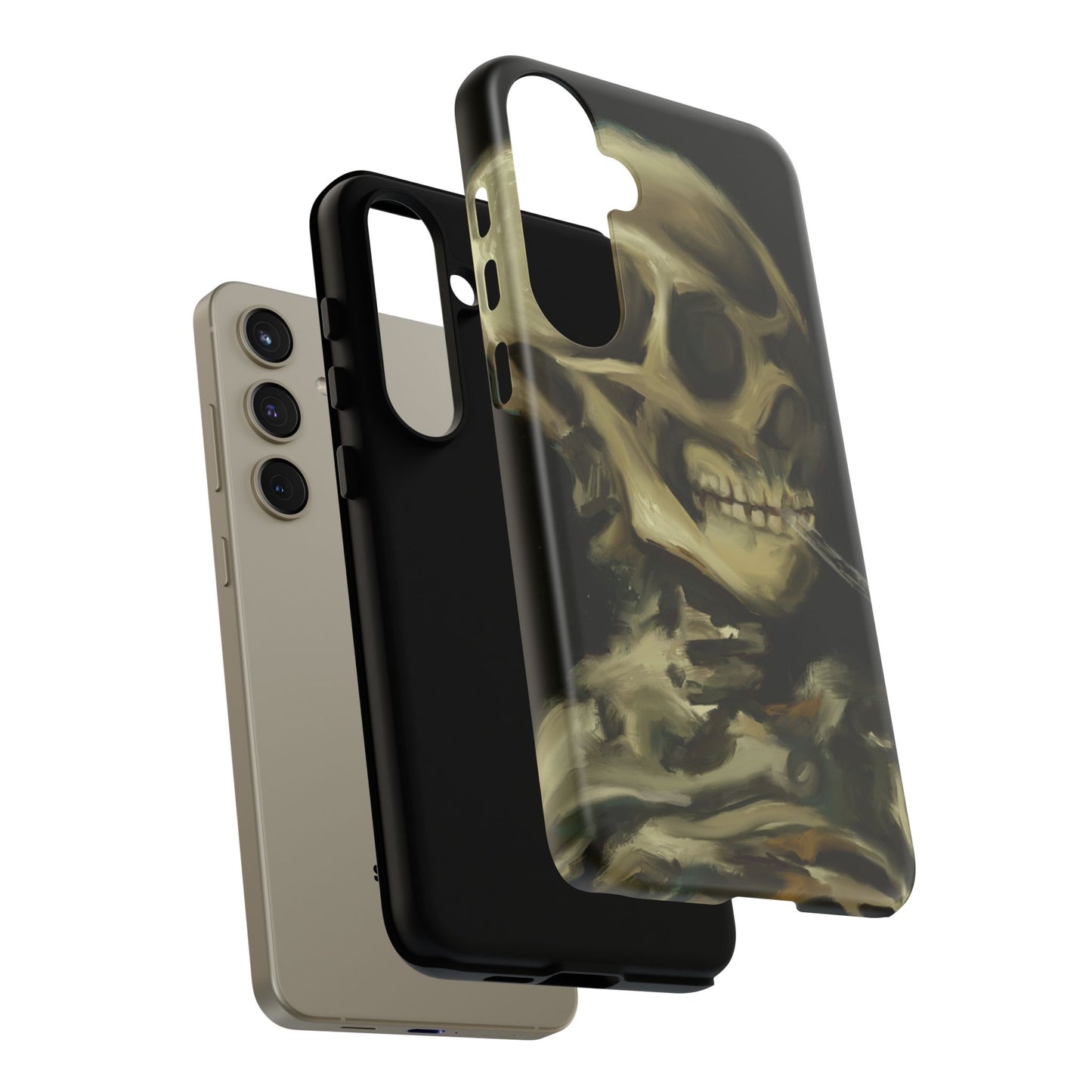 Skull Phone Case - Tough Cases, Macabre Style, Unique Accessories, Perfect for Halloween, Gothic Decor, Edgy Gift Idea | Van Gogh Reimagined, Abstract Twist on  Van Gogh's Skeleton with Burning Cigarette