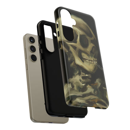 Skull Phone Case - Tough Cases, Macabre Style, Unique Accessories, Perfect for Halloween, Gothic Decor, Edgy Gift Idea | Van Gogh Reimagined, Abstract Twist on  Van Gogh's Skeleton with Burning Cigarette