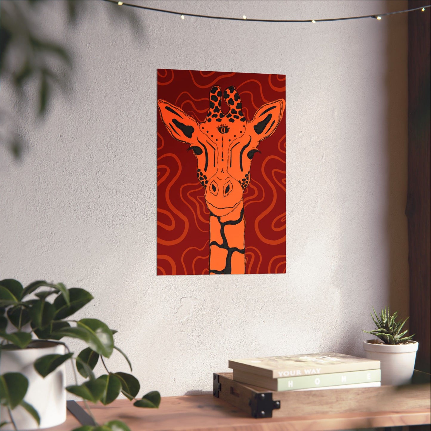 Artistic Giraffe Poster, Vibrant Animal Wall Art, Bohemian Home Decor, Unique Gift for Zoo Lovers, Wildlife Enthusiast Wall Print