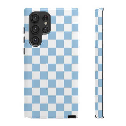 Blue Checkered Phone Case, Tough Phone Cover, Stylish Mobile Protector, Unique Gift for Him/Her, Trendy Accessories for Holidays
