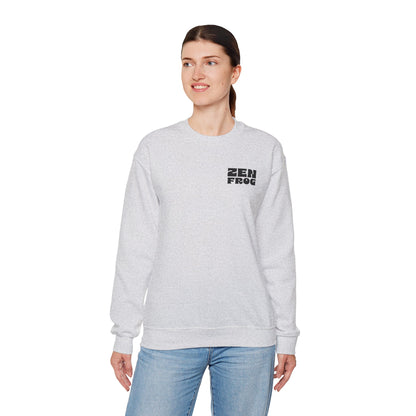 Zen Frog Crewneck Sweatshirt, Unisex Pullover for Relaxation, Cozy Gift for Meditation, Fun Casual Wear, Chill Vibes