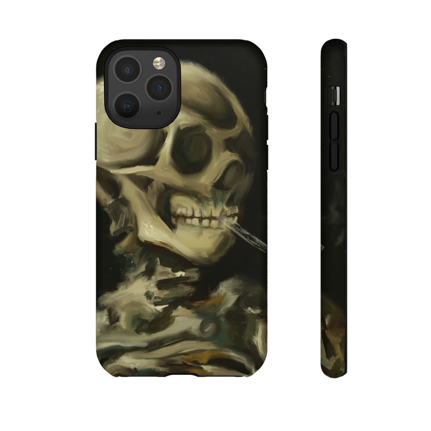 Skull Phone Case - Tough Cases, Macabre Style, Unique Accessories, Perfect for Halloween, Gothic Decor, Edgy Gift Idea | Van Gogh Reimagined, Abstract Twist on  Van Gogh's Skeleton with Burning Cigarette