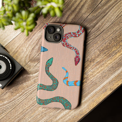 Colorful Snake Phone Case, Tough Phone Case, Unique Phone Cover, Animal Print Case, Gifts for Her, Trendy Accessories