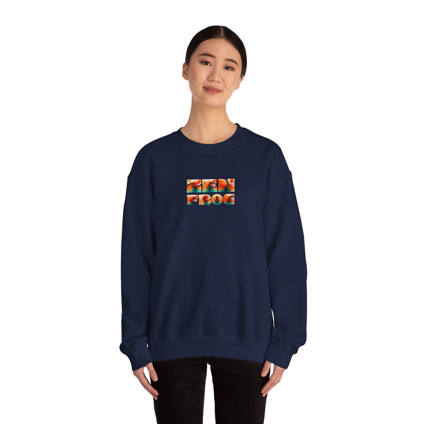 Zen Frog Crewneck Sweatshirt | Cozy Unisex Pullover for Relaxation, Ideal Gift for Nature Lovers, Perfect for Lounging and Casual Outings, Moon, Gift for Him, Gift for Her