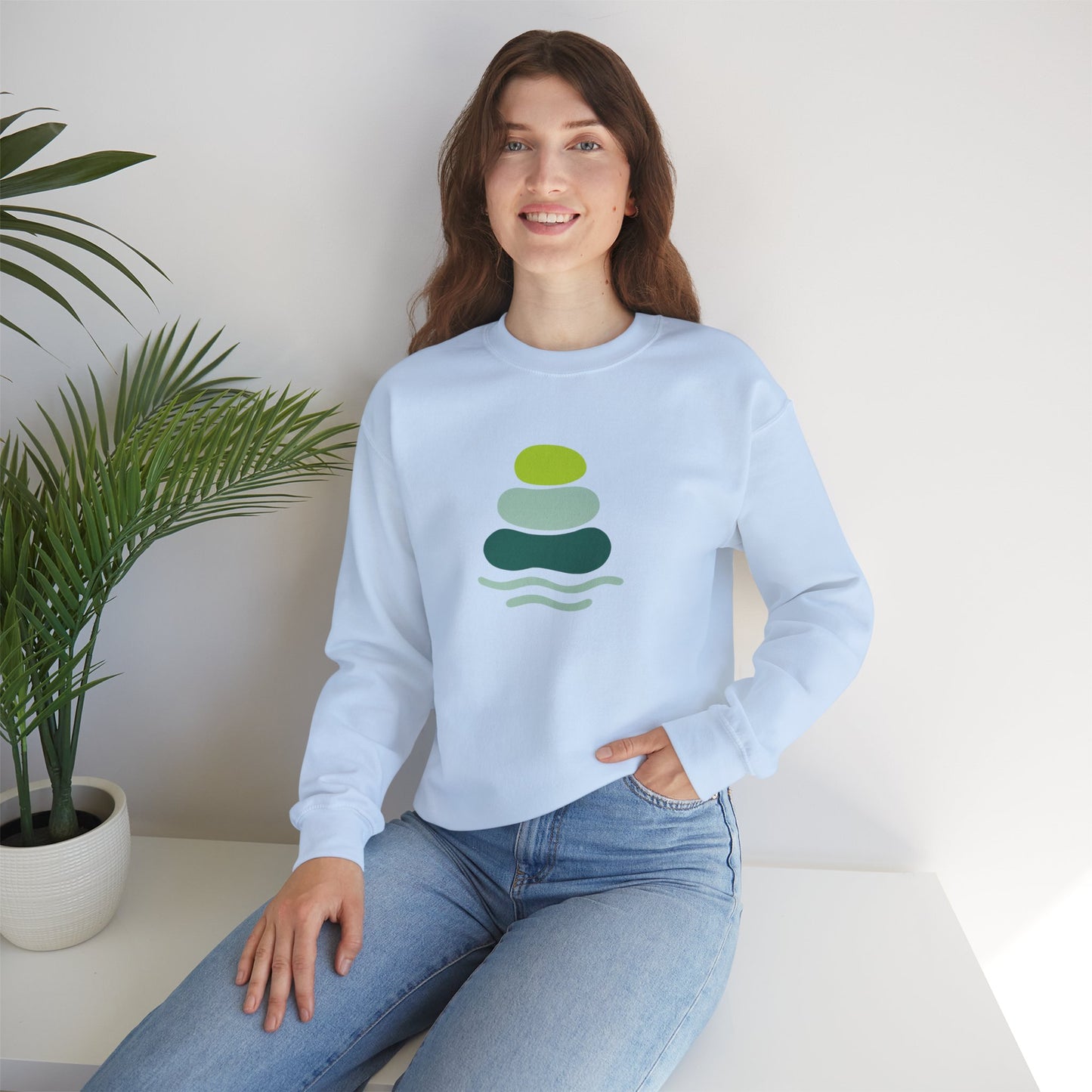Serene Stones Unisex Crewneck Sweatshirt, Cozy Sweatshirt, Relaxation Apparel, Casual Wear, Mindfulness Gift