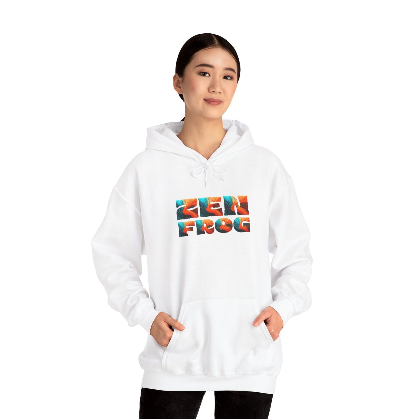 Zen Frog & Moon Unisex Hoodie, Cozy Sweatshirt for Relaxation, Gifts for Nature Lovers, Festival Wear, Everyday Comfort