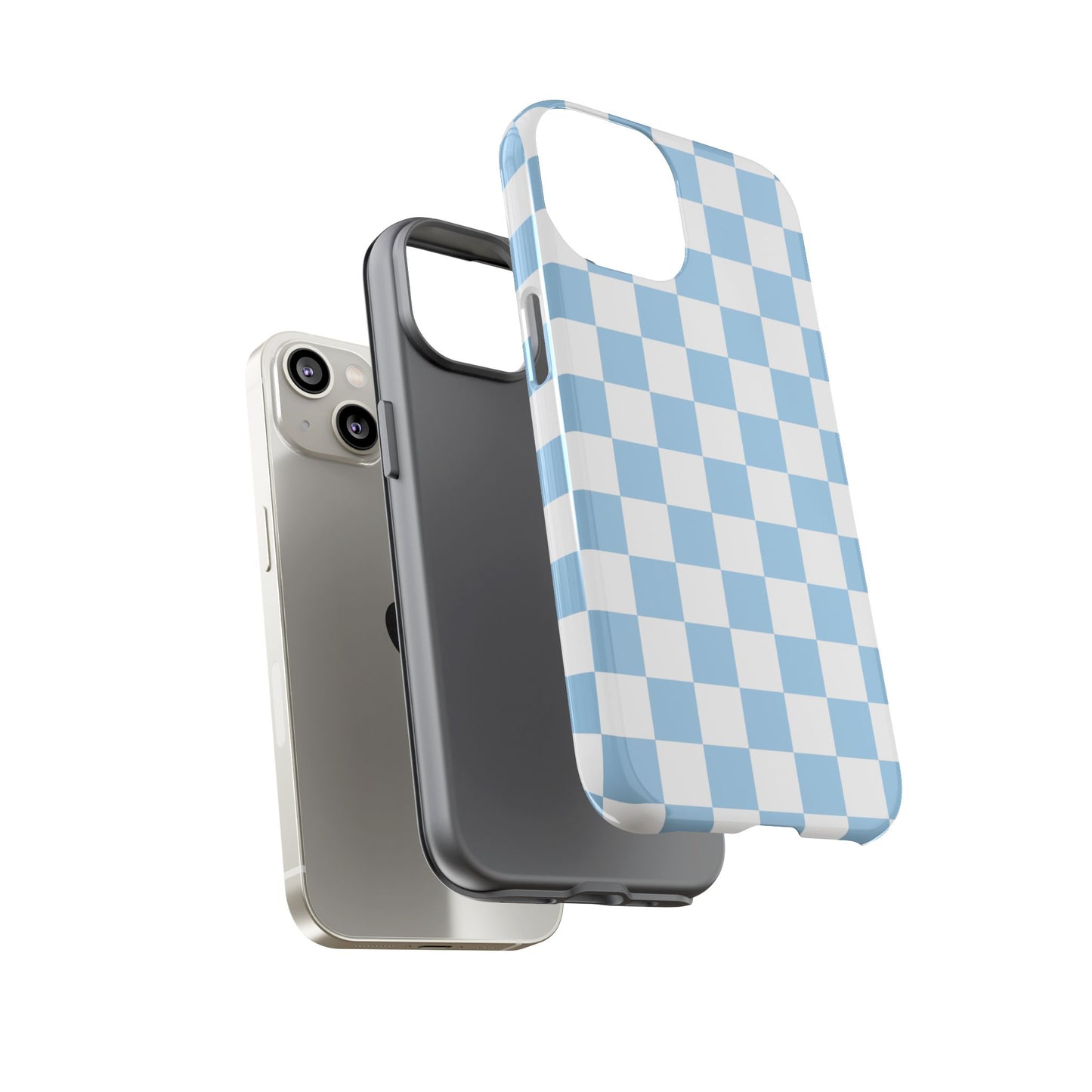 Blue Checkered Phone Case, Tough Phone Cover, Stylish Mobile Protector, Unique Gift for Him/Her, Trendy Accessories for Holidays