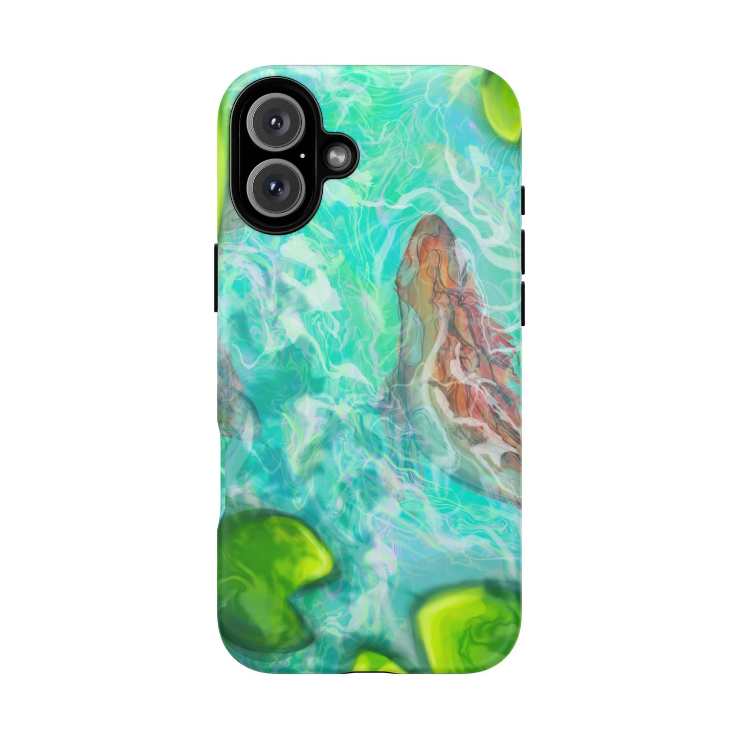Watercolor Phone Case, Nature Lover Gift, Tough Phone Cover, Phone Accessory, Unique Design for Spring/Summer, Lily Pad, Fish Pond