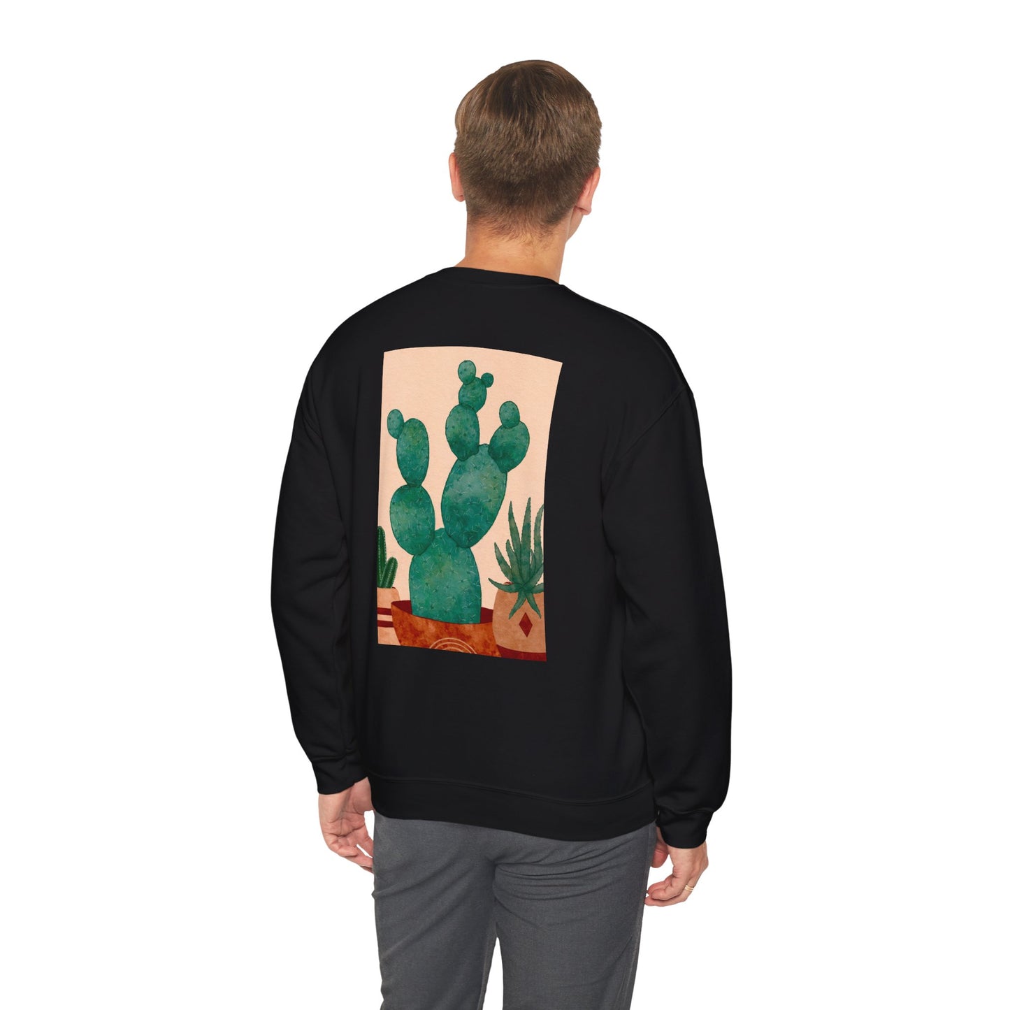 Cactus Art Crewneck Sweatshirt - Cozy unisex pullover, perfect for plant lovers, everyday wear, gifts for him/her, and casual outings