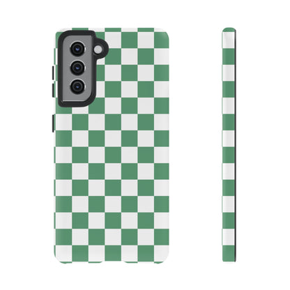 Stylish Phone Case - Green Checker Print, Trendy Phone Cover, Unique Gift, Modern Accessories, Eco-Friendly Case