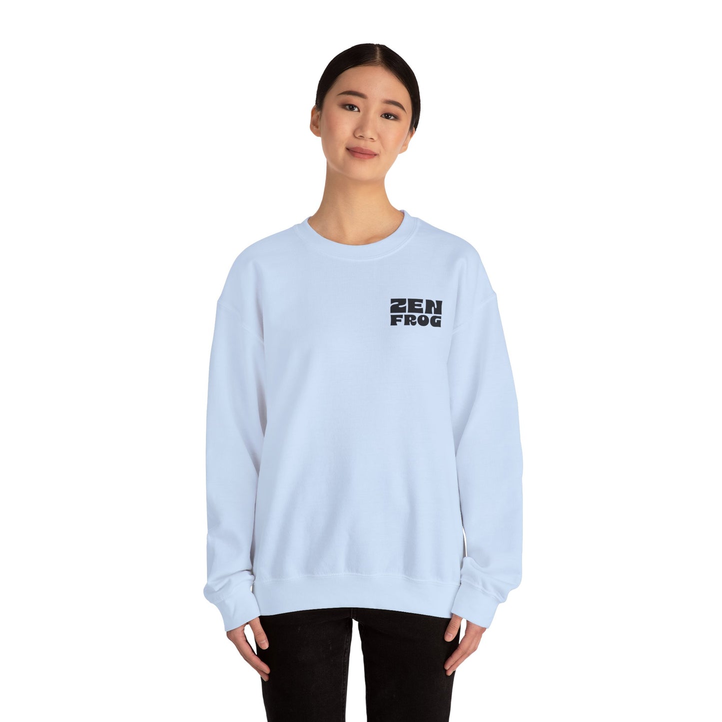 Zen Frog Crewneck Sweatshirt, Unisex Pullover for Relaxation, Cozy Gift for Meditation, Fun Casual Wear, Chill Vibes