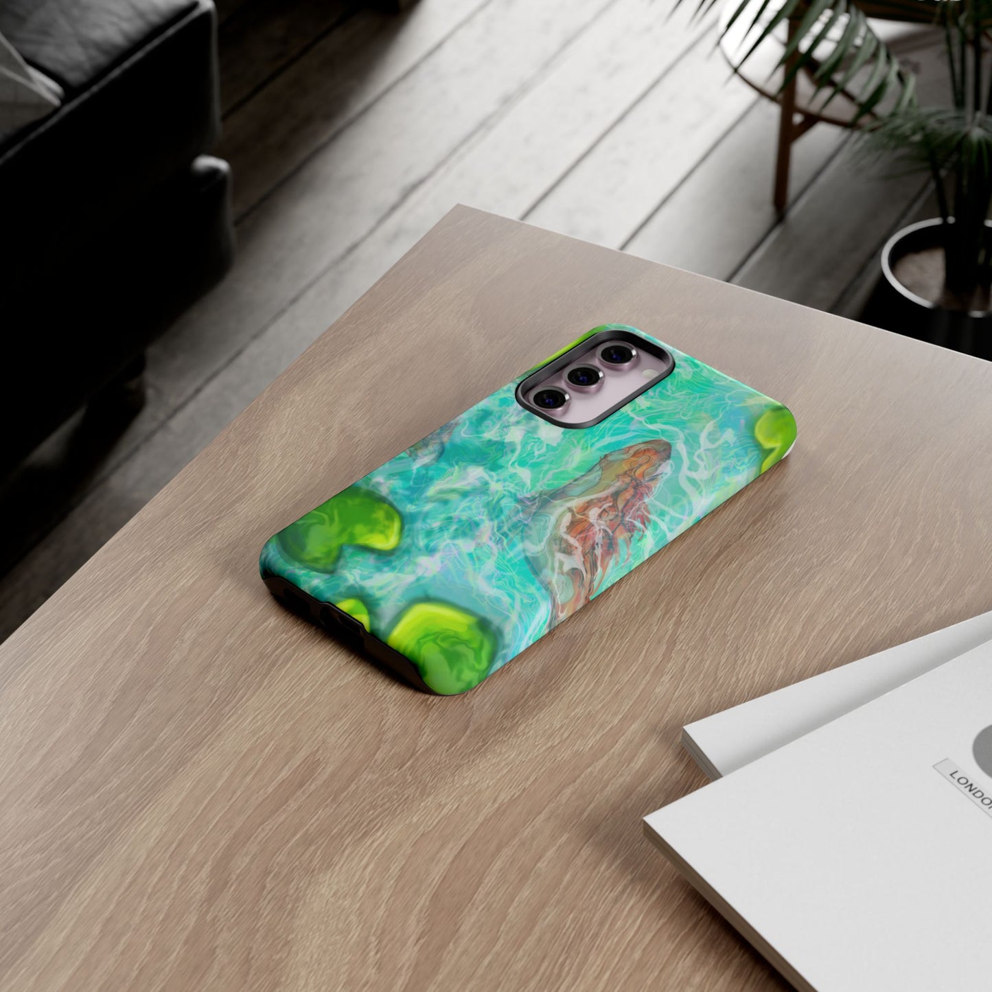 Watercolor Phone Case, Nature Lover Gift, Tough Phone Cover, Phone Accessory, Unique Design for Spring/Summer, Lily Pad, Fish Pond