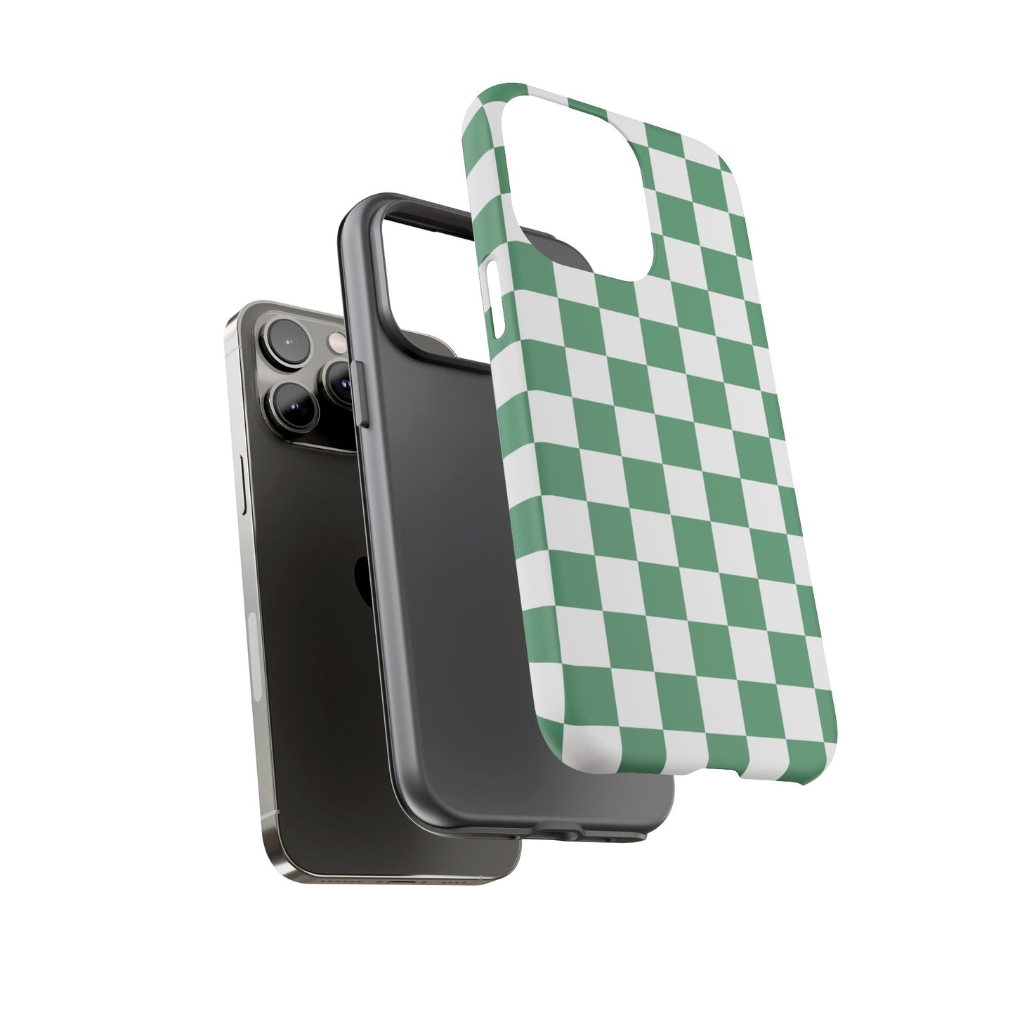 Stylish Phone Case - Green Checker Print, Trendy Phone Cover, Unique Gift, Modern Accessories, Eco-Friendly Case