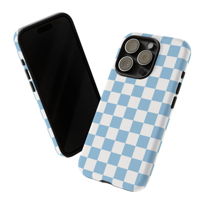 Blue Checkered Phone Case, Tough Phone Cover, Stylish Mobile Protector, Unique Gift for Him/Her, Trendy Accessories for Holidays