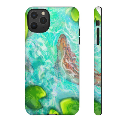 Watercolor Phone Case, Nature Lover Gift, Tough Phone Cover, Phone Accessory, Unique Design for Spring/Summer, Lily Pad, Fish Pond