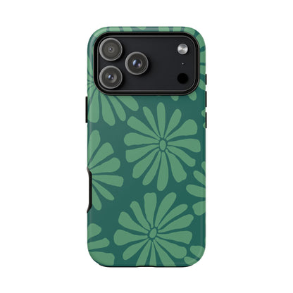 Stylish iPhone Case, Floral Phone Cover, Tough Phone Cases, Green Daisy Design, Unique Gift for Her, Spring Accessories