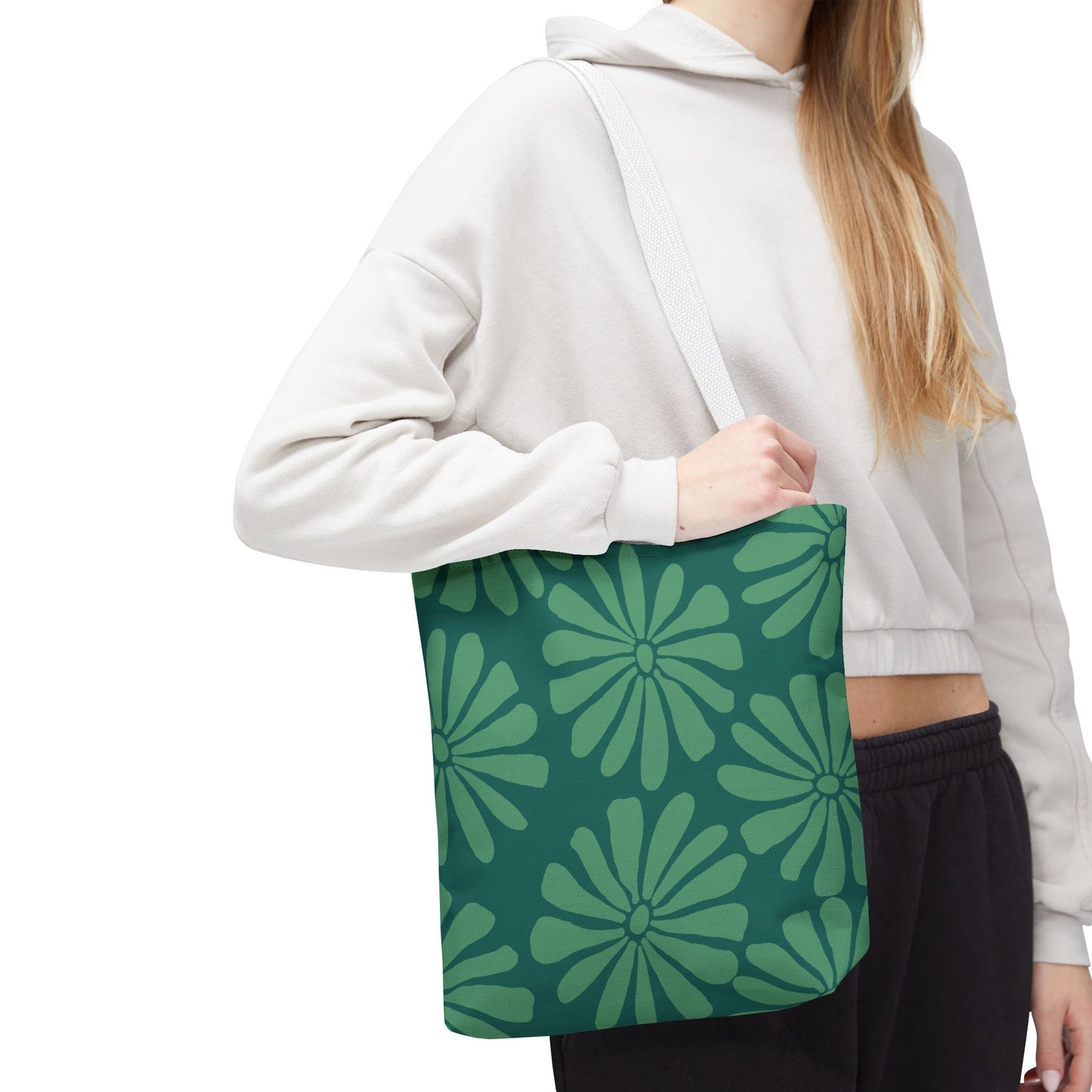 Green Floral Tote Bag - Stylish Eco-Friendly Reusable Shopping Bag, Perfect Gift for Mothers Day, Summer Outings, Casual Days