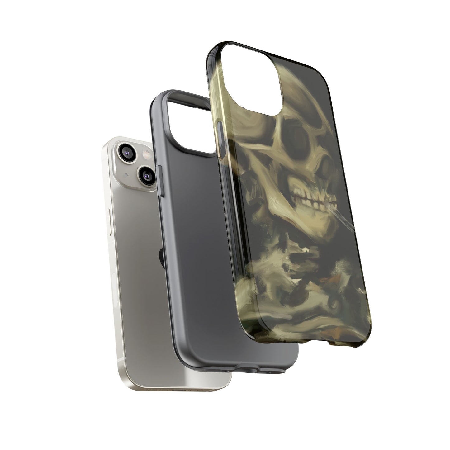 Skull Phone Case - Tough Cases, Macabre Style, Unique Accessories, Perfect for Halloween, Gothic Decor, Edgy Gift Idea | Van Gogh Reimagined, Abstract Twist on  Van Gogh's Skeleton with Burning Cigarette