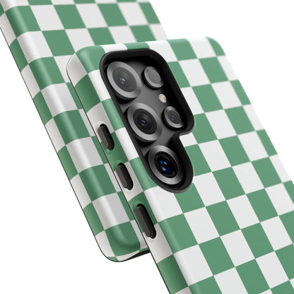 Stylish Phone Case - Green Checker Print, Trendy Phone Cover, Unique Gift, Modern Accessories, Eco-Friendly Case