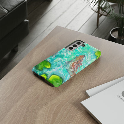 Watercolor Phone Case, Nature Lover Gift, Tough Phone Cover, Phone Accessory, Unique Design for Spring/Summer, Lily Pad, Fish Pond