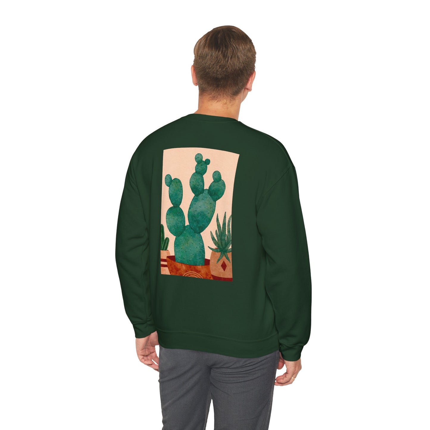 Cactus Art Crewneck Sweatshirt - Cozy unisex pullover, perfect for plant lovers, everyday wear, gifts for him/her, and casual outings