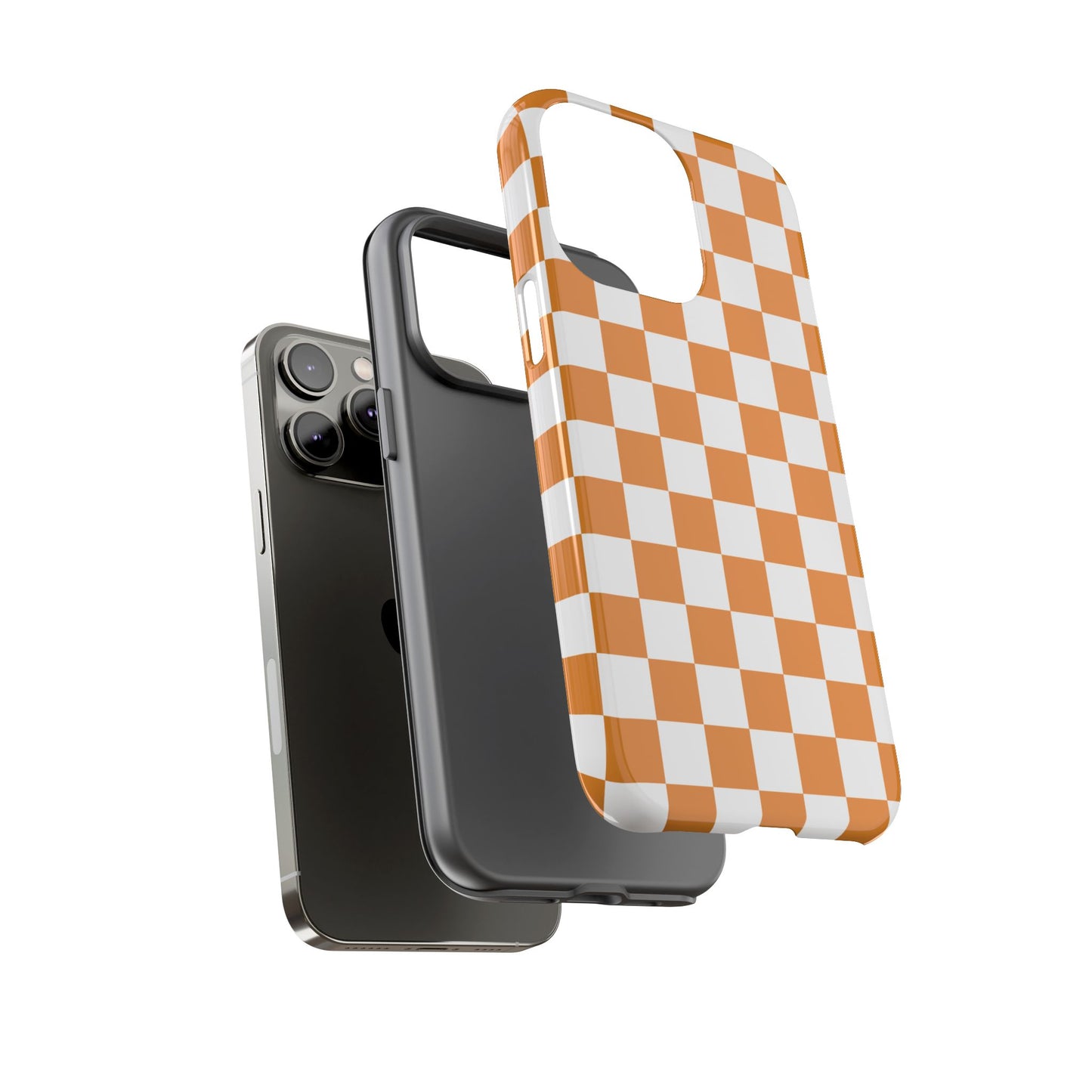 Orange Checkerboard Phone Case, Stylish Tough Cases for Protection, Gift for Friends, Trendy Cell Phone Accessories, Statement Tech Gear