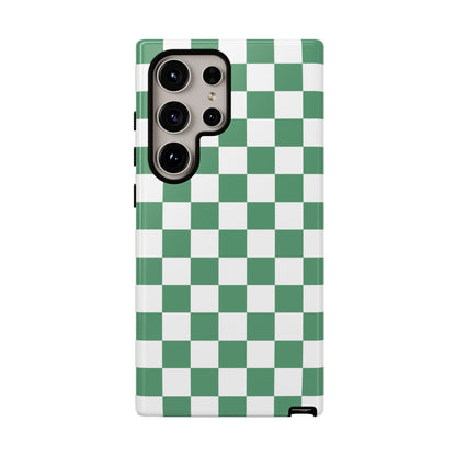 Stylish Phone Case - Green Checker Print, Trendy Phone Cover, Unique Gift, Modern Accessories, Eco-Friendly Case