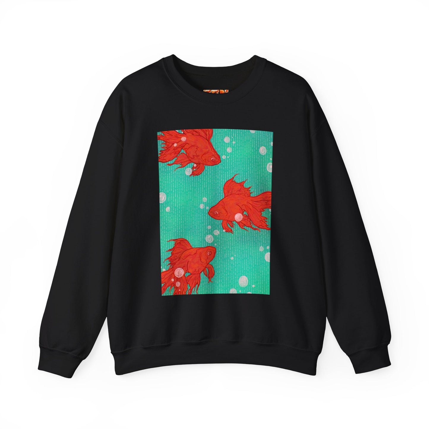 Colorful Fish Graphic Crewneck Sweatshirt, Cozy Unisex Sweater, Fun Graphic Top, Ideal Gift for Fish Lovers, Casual Everyday Wear, Comfy Goldfish Crewneck