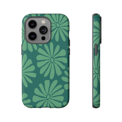 Stylish iPhone Case, Floral Phone Cover, Tough Phone Cases, Green Daisy Design, Unique Gift for Her, Spring Accessories