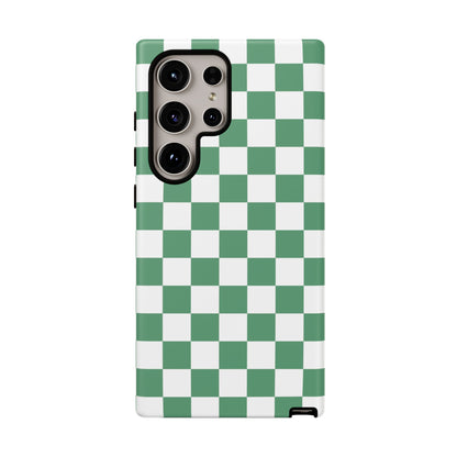 Stylish Phone Case - Green Checker Print, Trendy Phone Cover, Unique Gift, Modern Accessories, Eco-Friendly Case
