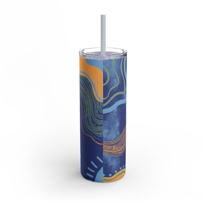 Boho Abstract Art Tumbler, 20oz Skinny Travel Mug, Stylish Drinkware for Camping, Gifts for Her, Home Decor